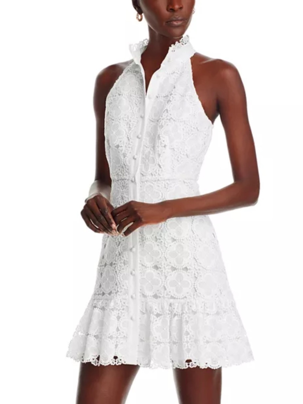 NEW Aqua White Lace Halter-Style Mini Dress